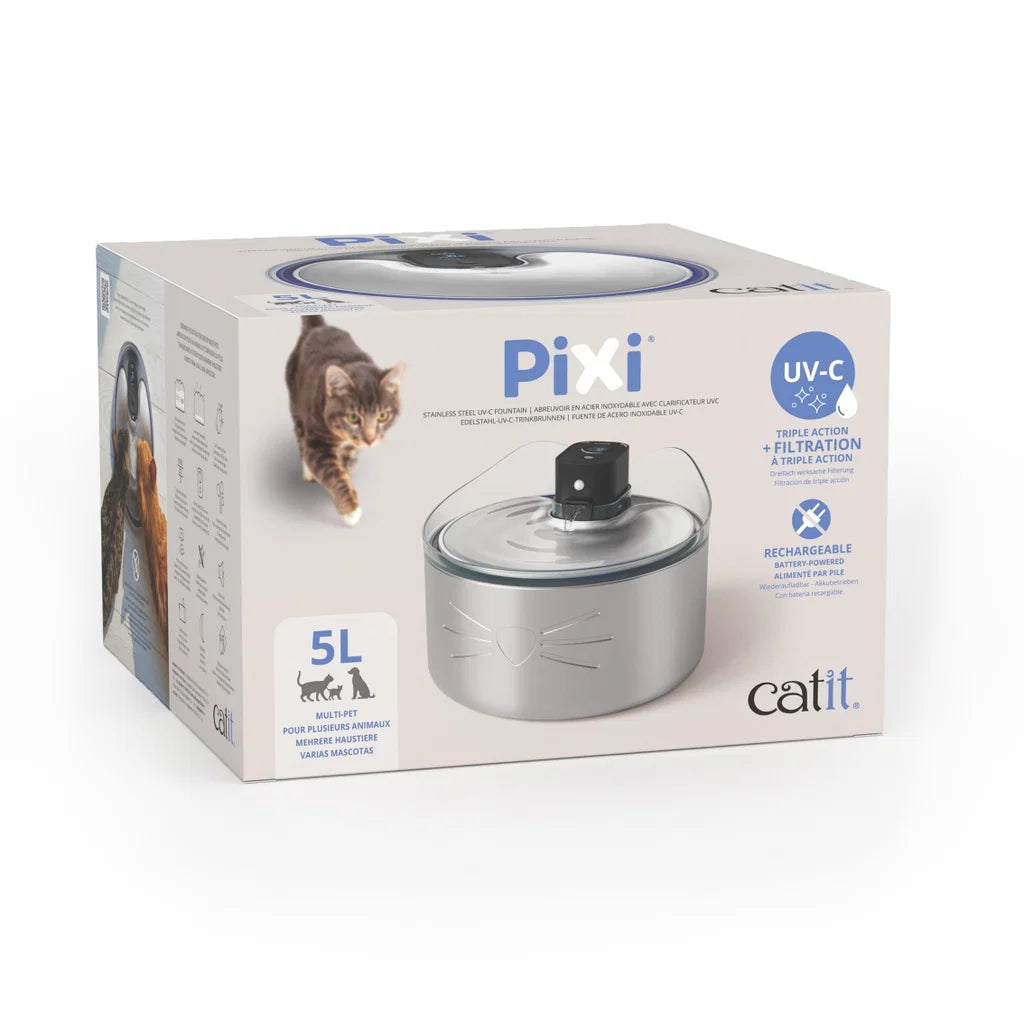 Catit PIXI Stainless Steel UV-C Drikkefontene for Katt