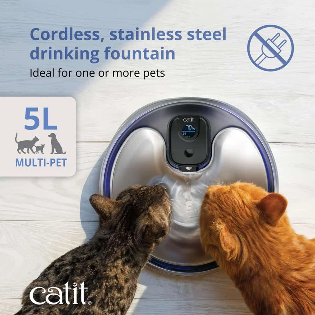 Catit PIXI Stainless Steel UV-C Drikkefontene for Katt