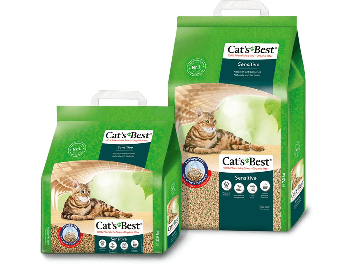 Cat's Best Sensitive – størrelser 8 og 20 liter