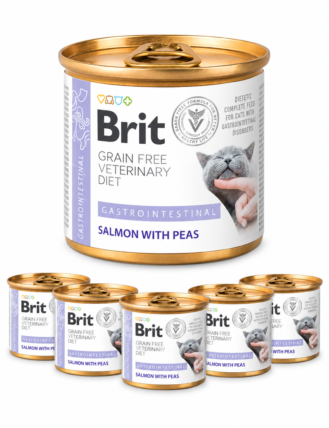 Brit Veterinary Diets Cat Gastrointestinal 6-pakk – våtfôr ved mage- og tarmproblemer 6 × 200 g