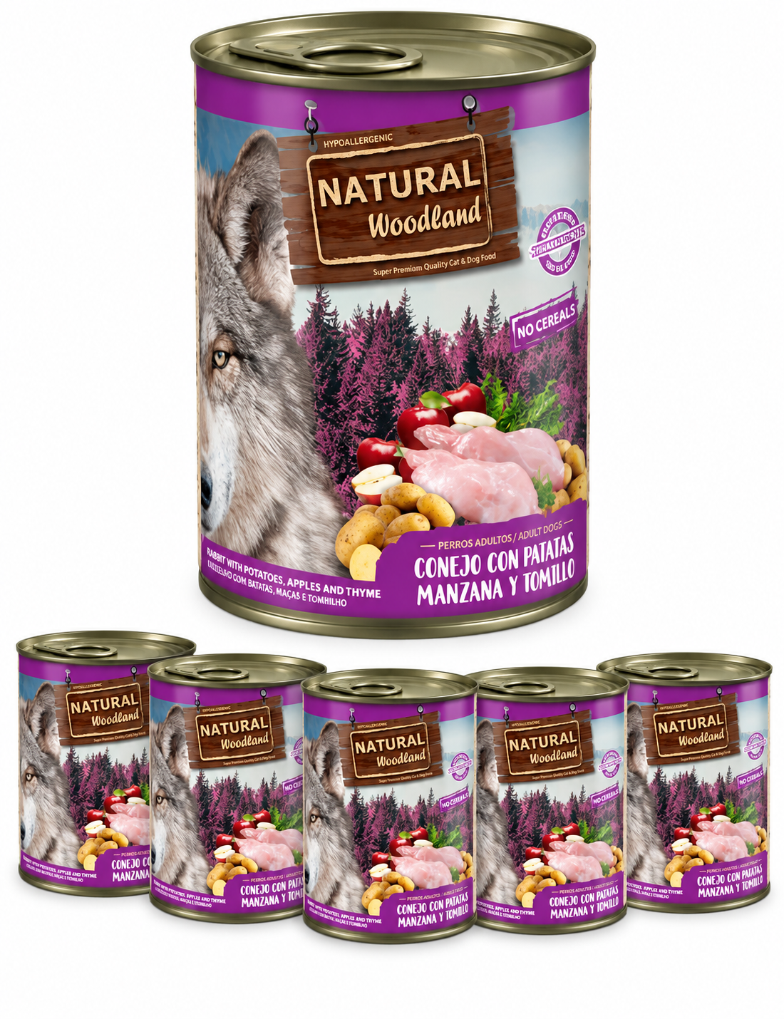 Natural Woodland Kanin med potet, eple og timian – Komplett våtfôr hund | 6 × 170 g