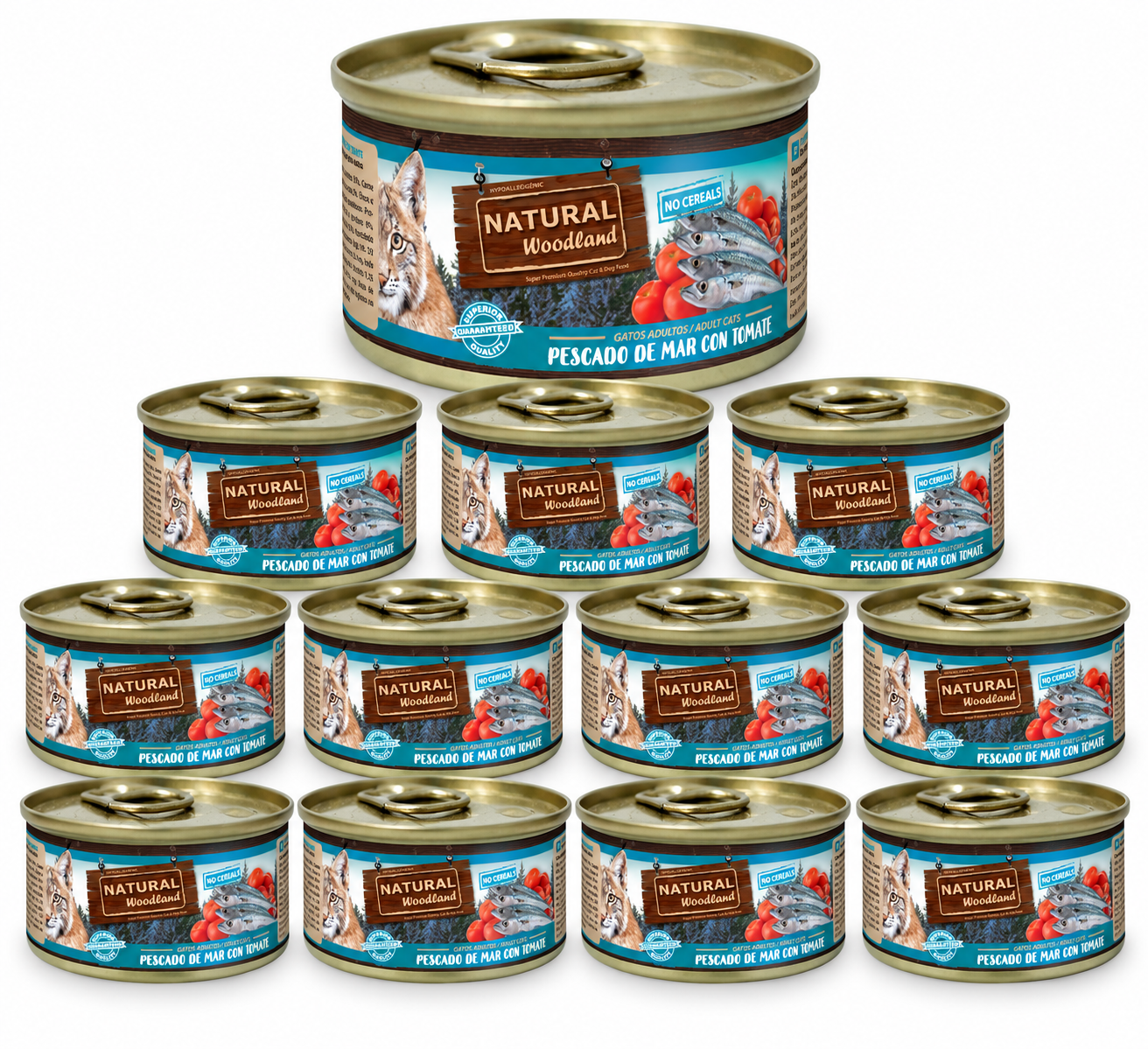 Natural Woodland Havfisk med tomat – Komplett våtfôr katt | 12 × 85 g