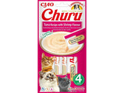 Ciao Churu Kattegodbit Tunfisk med Rekesmak 4 x 14g – Slikkbar Kremgodbit til Katt