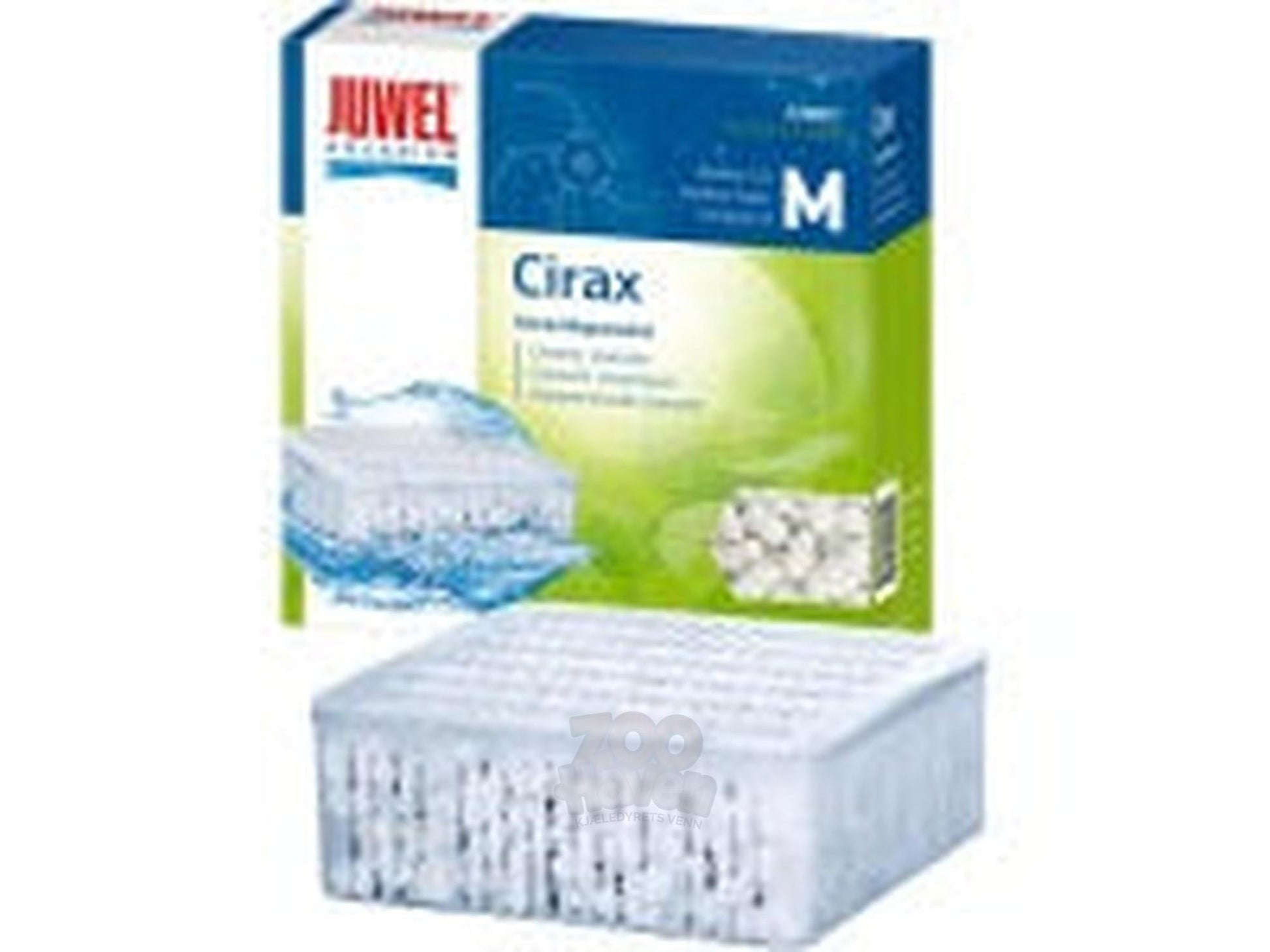 Juwel Cirax keramisk granulat filtermedium i en hvit, rektangulær kurv for akvarier.