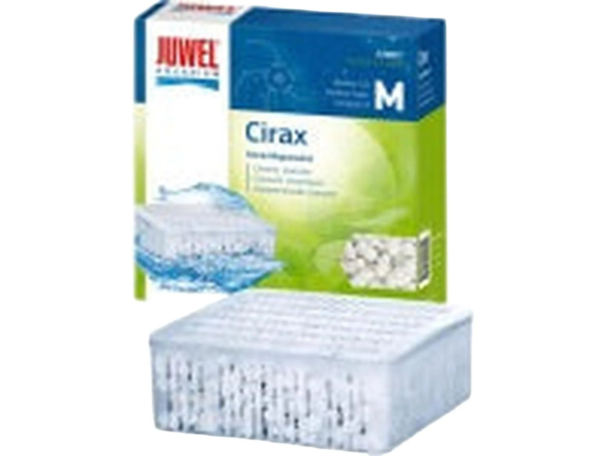 Juwel Cirax keramisk granulat filtermedium i en hvit, rektangulær kurv for akvarier.