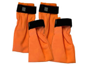 Fire oransje Companion hundesokker i 100% nylon, vannavvisende, med svarte borrelåser, X-Small 3-4cm.