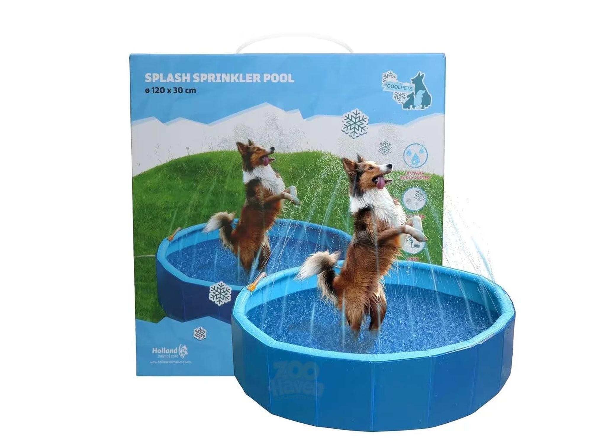 CoolPets Splash Sprinkler Pool 120 cm – Kjølende Hundebasseng med Sprinkler