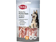 Trixie Denta Fun Marbled Rolls med oksekjøtt og hvit fisk, 12 cm tyggeruller for hund.