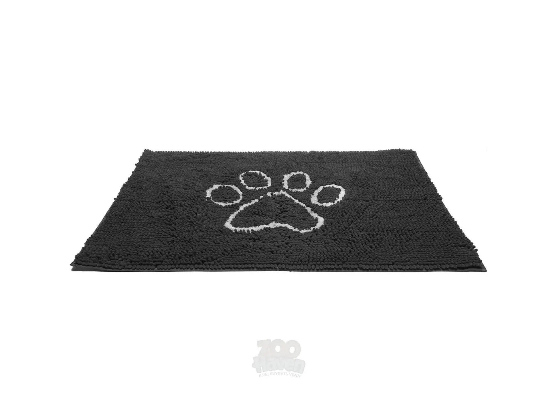 Svart mikrofiber hundematte med hvit potetrykk, 79x51cm, for å stoppe skitt og vann.