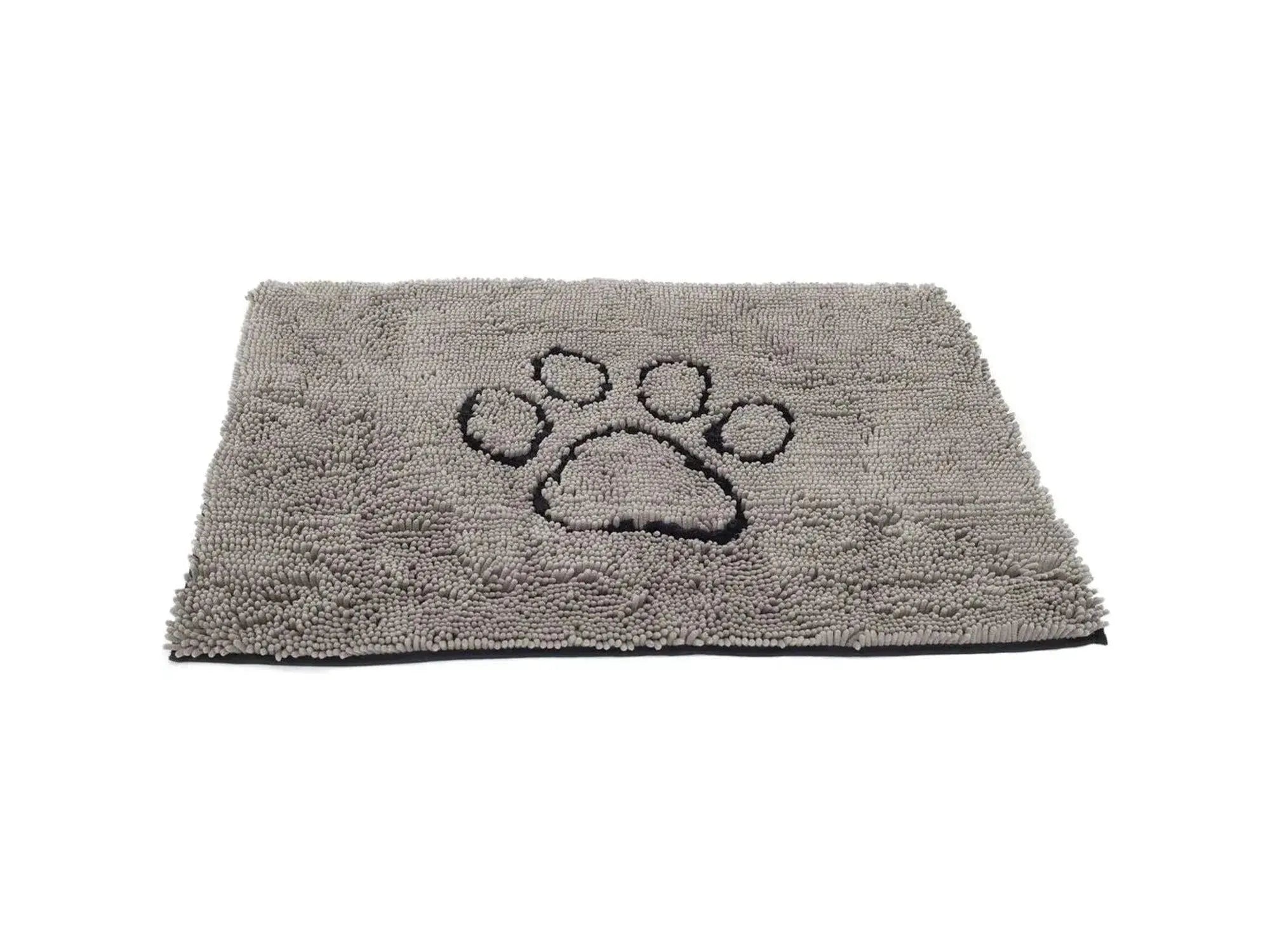 Grå mikrofiber hundematte med svart potetrykk, 79x51cm, for å stoppe skitt og vann.