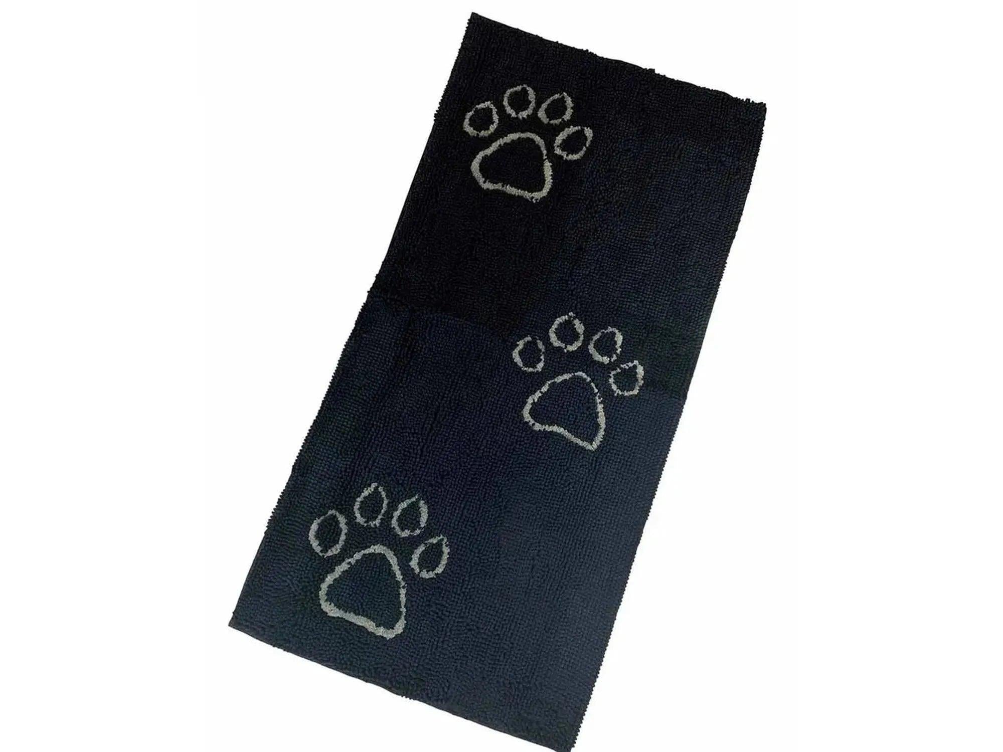 Svart/grå XL Dirty Dog Doormat hundematte med tre lyse potetrykk.
