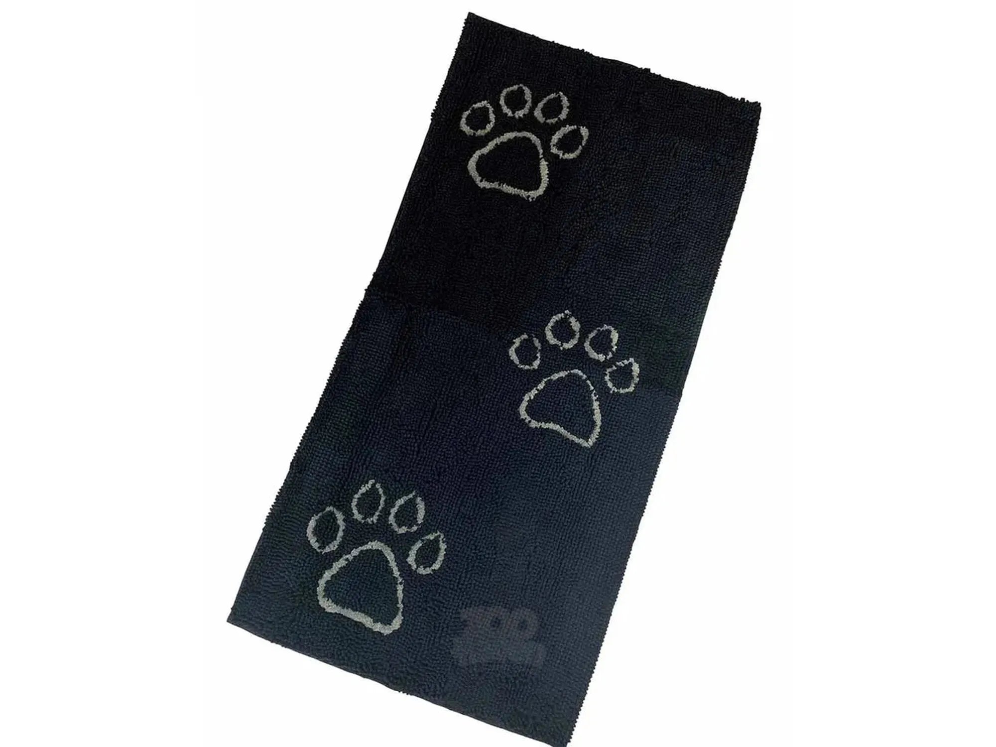 Svart/grå XL Dirty Dog Doormat hundematte med tre lyse potetrykk.