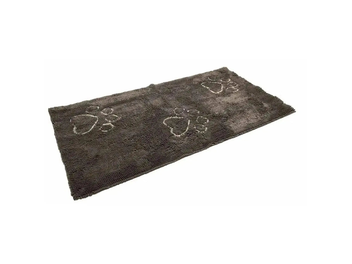 XL svart/grå Dirty Dog Doormat hundematte med poteavtrykk, superabsorberende mikrofiber.