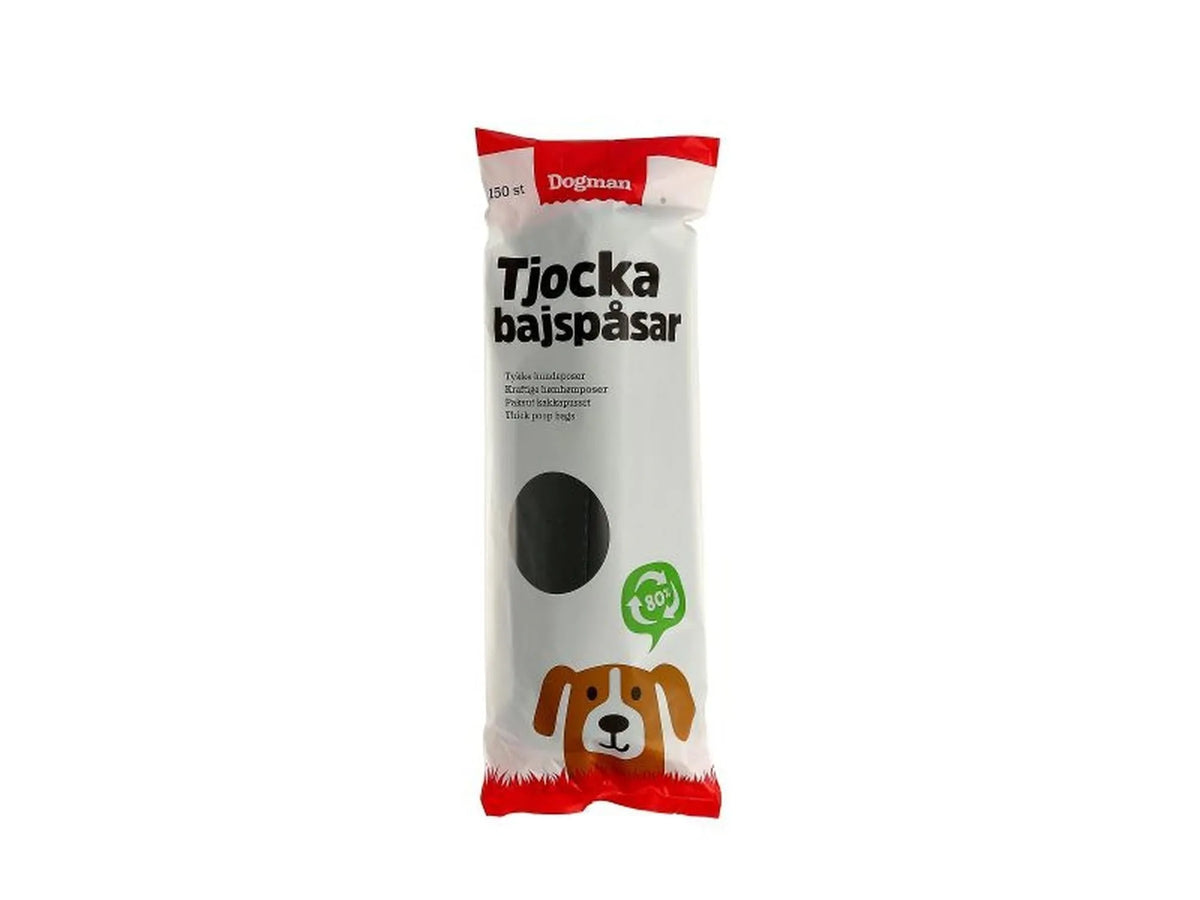 Dogman Hundeposer tykke 150 stk svart hundeposer