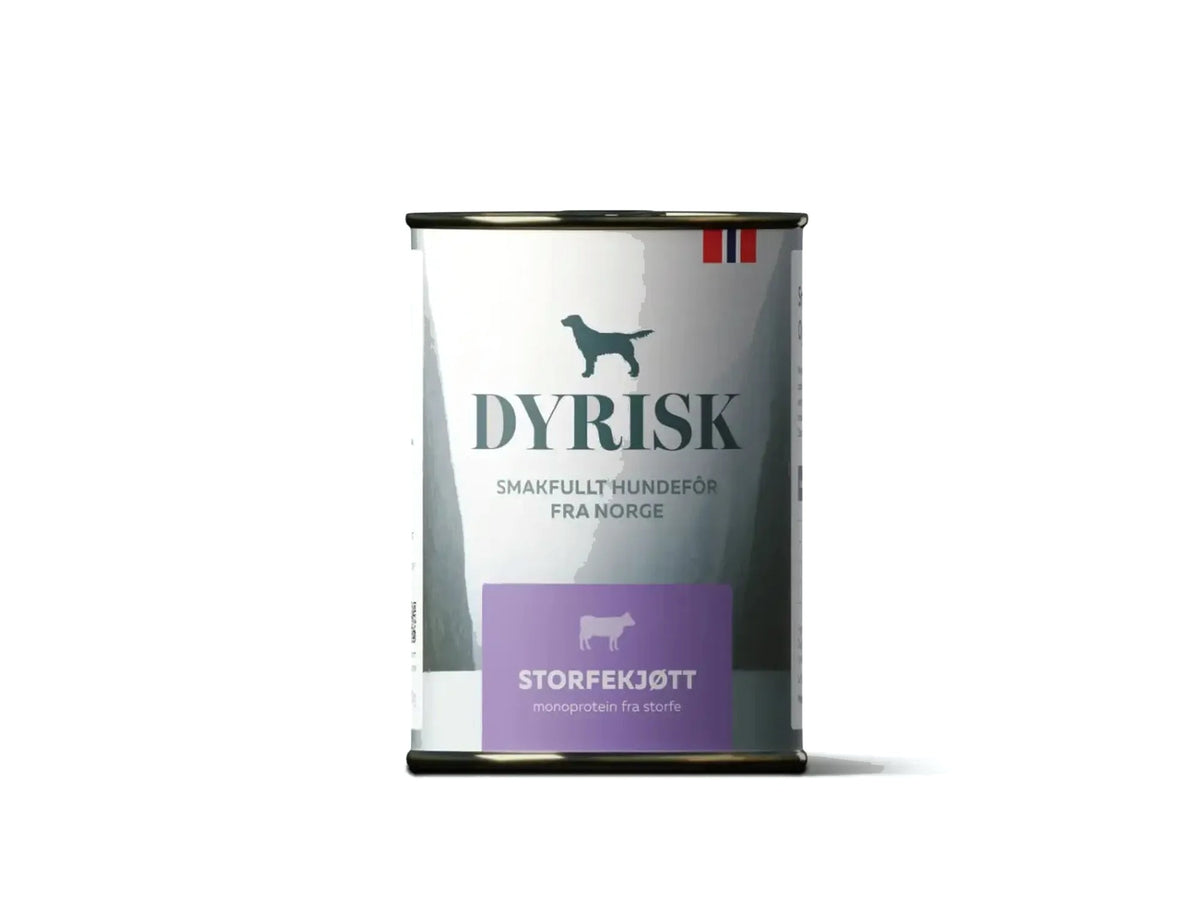 Dyrisk Storfekjøtt – våtfôr til hund med norsk storfe (monoprotein)