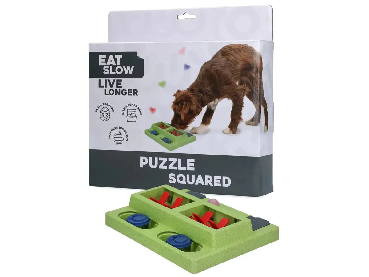 Eat Slow Live Longer Puzzle Squared aktiviseringsleke for hund