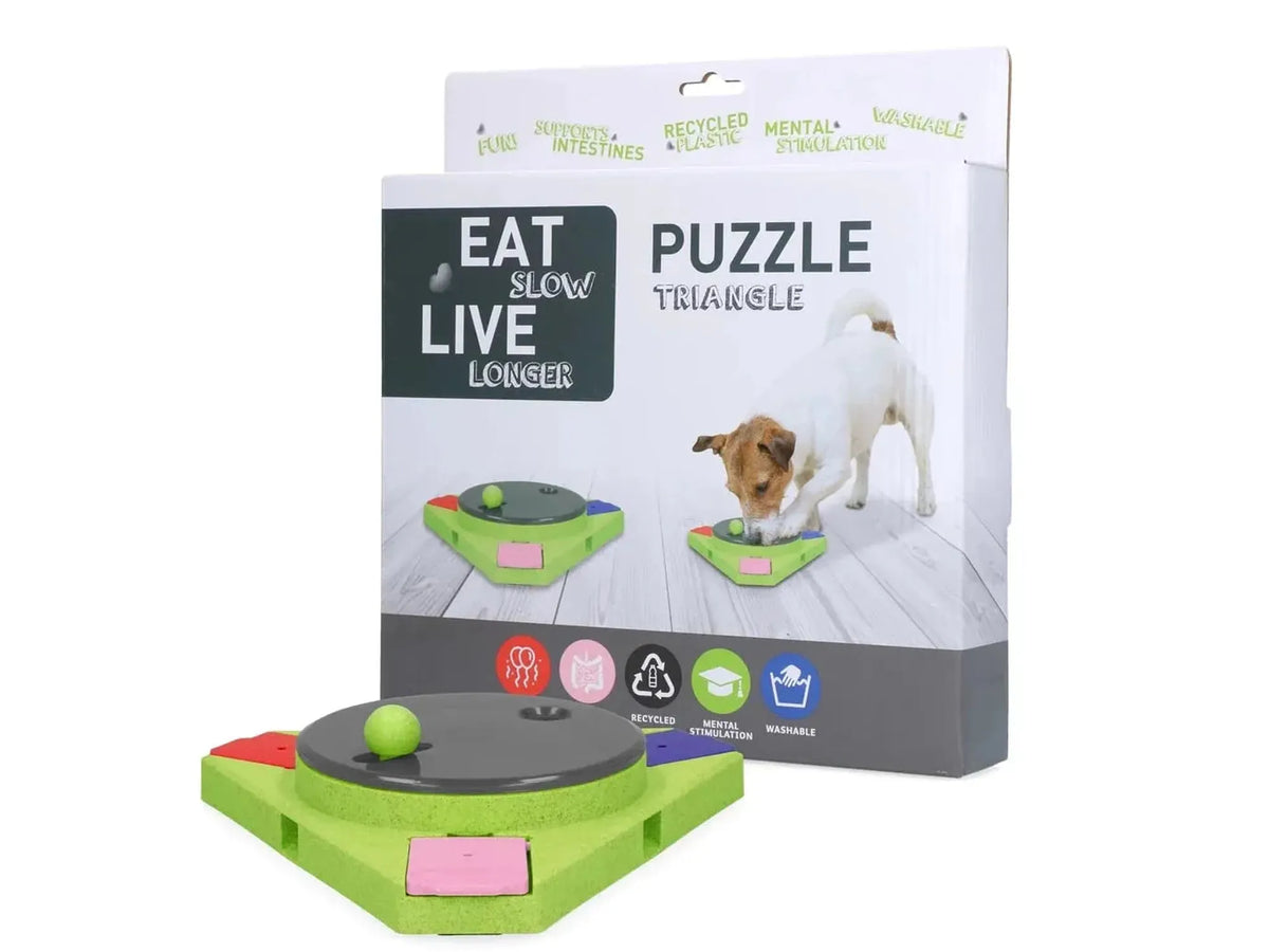 Eat Slow Live Longer Puzzle Triangle aktiviseringsleke for hund