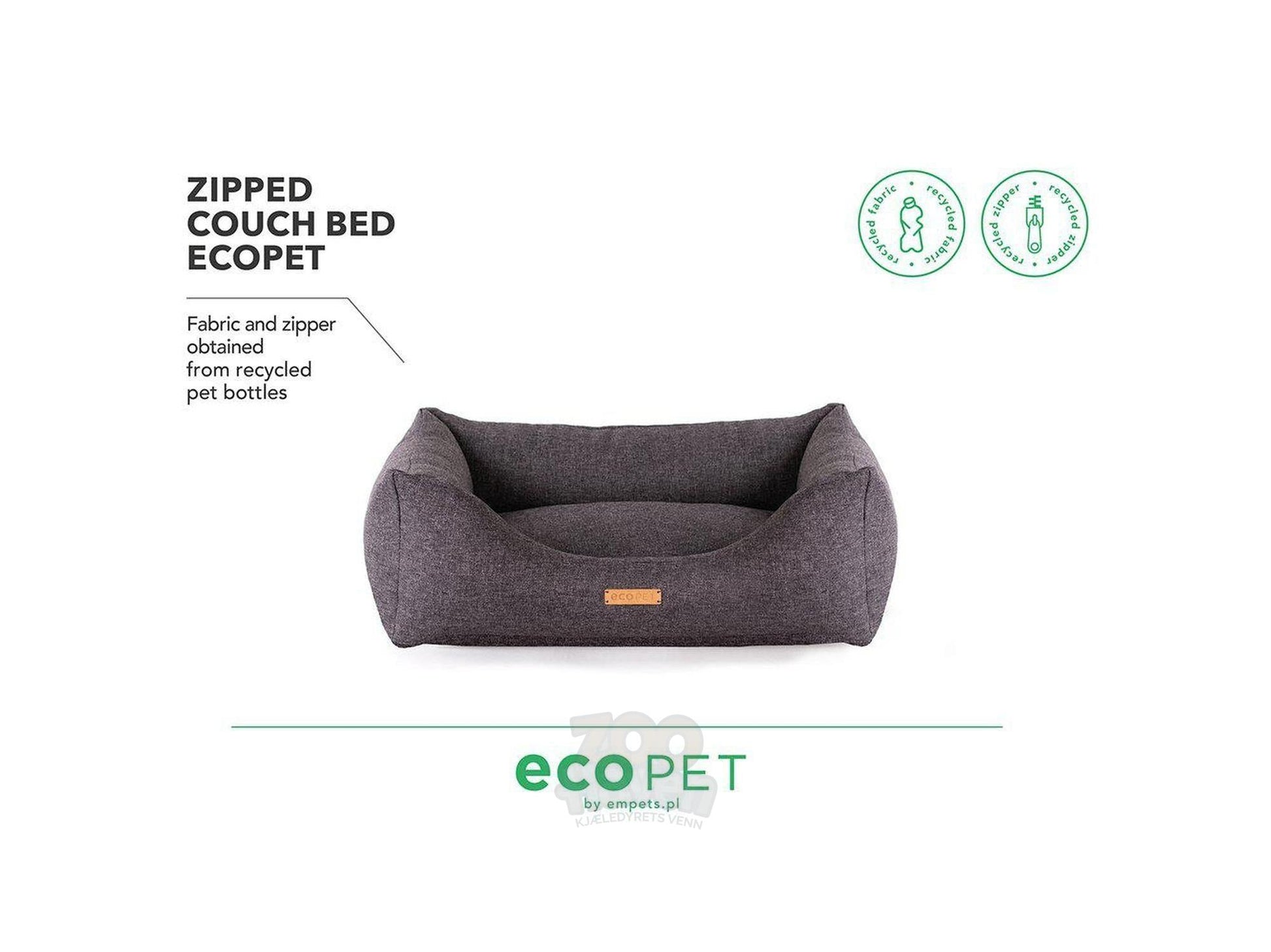 Ecopet klimasmart hundeseng i resirkulert materiale 55x42 cm