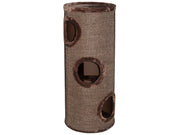 Brun Everlast Cat Tower med tre etasjer, sisal kloreflate og plysjåpninger.