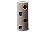 Lysegrå Extreme 120 Cat Tower kloremøbel med sisaloverflate og fire runde innganger.