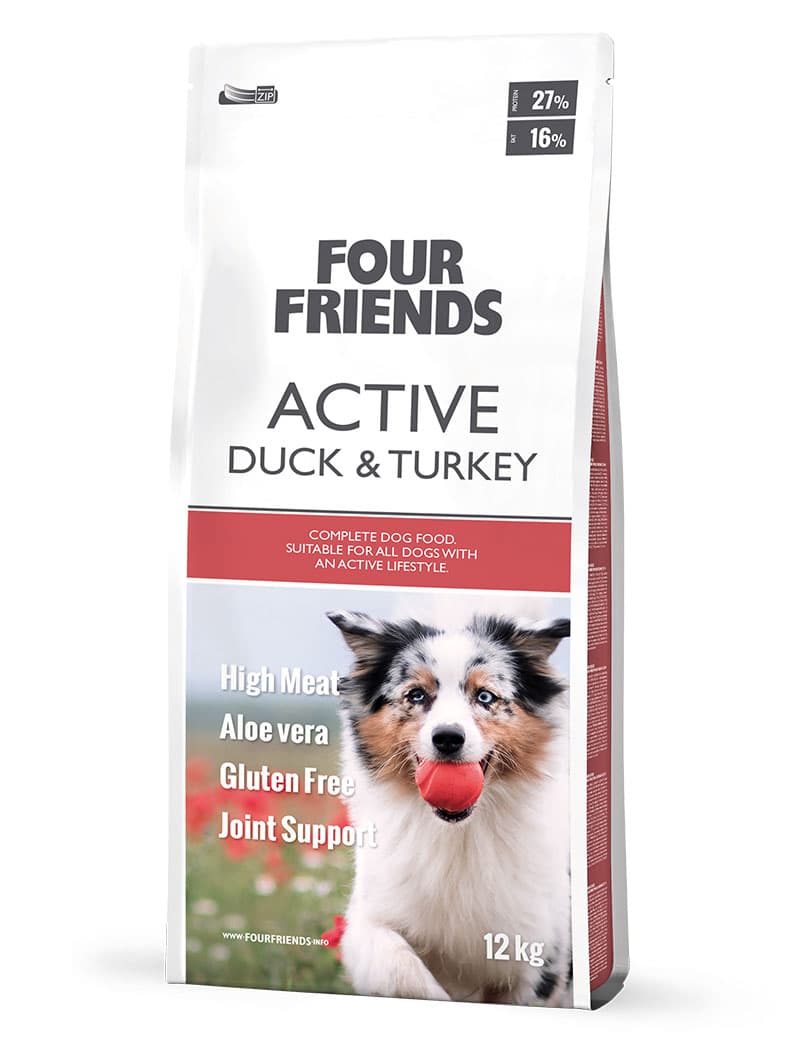 Four Friends Active Duck & Turkey – tørrfôr til aktiv hund 12 kg