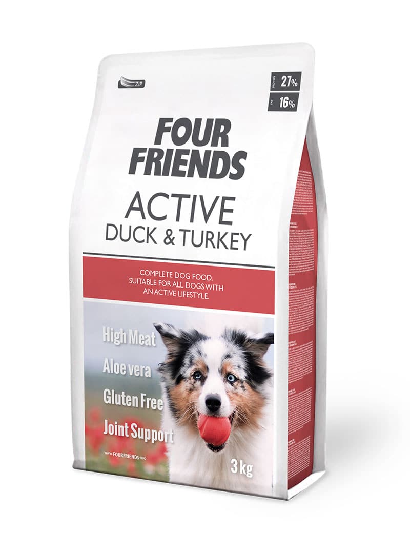 Four Friends Active Duck & Turkey – tørrfôr til aktiv hund 3 kg