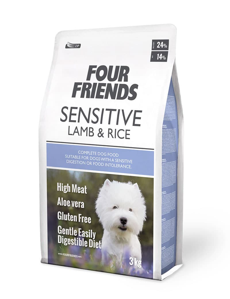 Four Friends Sensitive Lamb & Rice – tørrfôr til sensitiv hund 3 kg