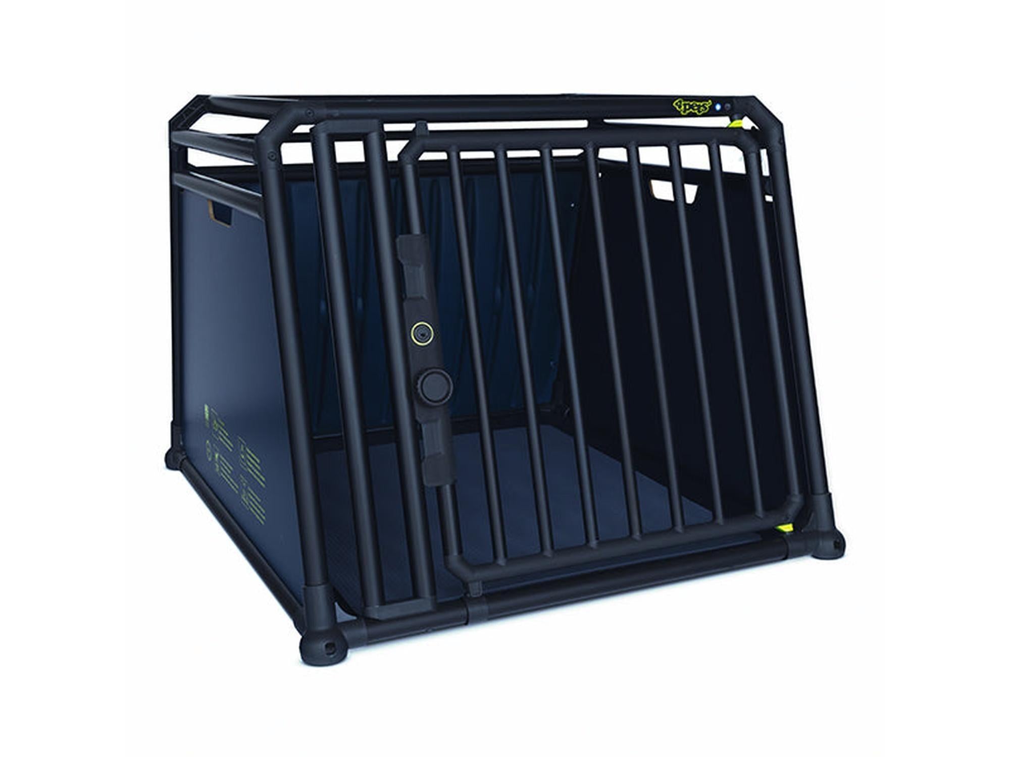 Svart 4pets PRO Noir 4 Large hundebur i aluminium, med SafeLock-lås og ventilert design.