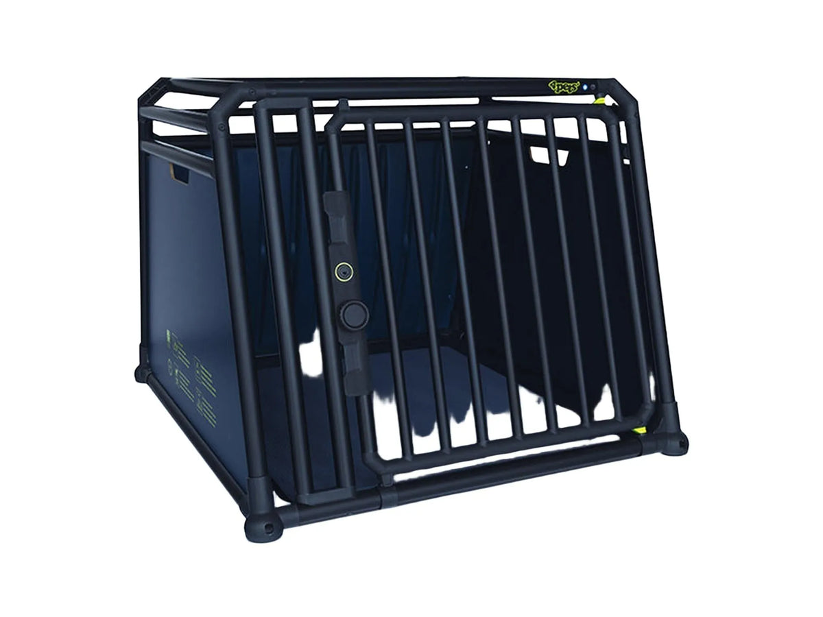 Svart 4pets PRO Noir 4 Large hundebur i aluminium, med SafeLock-lås og ventilert design.