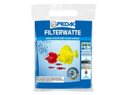 Prodac Filterwatte 100gr-500gr pakke med akvariefiltermateriale, med fisk og filterillustrasjoner.