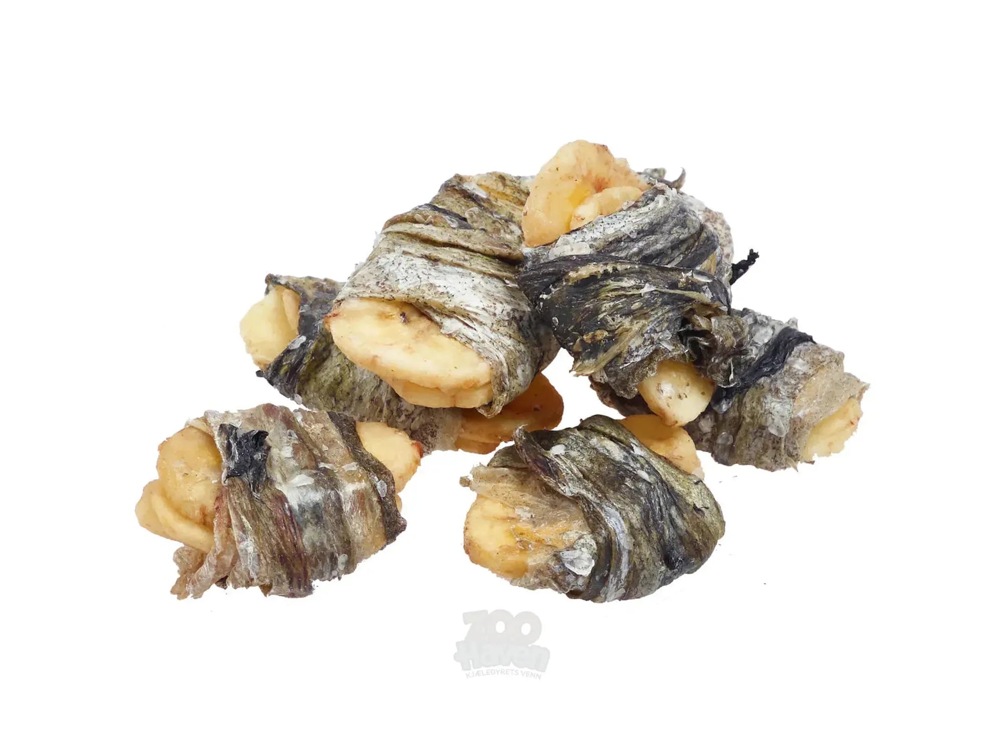 Fish4Dogs Banana Fish Wraps 100g – Hundegodbit med banan og fiskeskinn