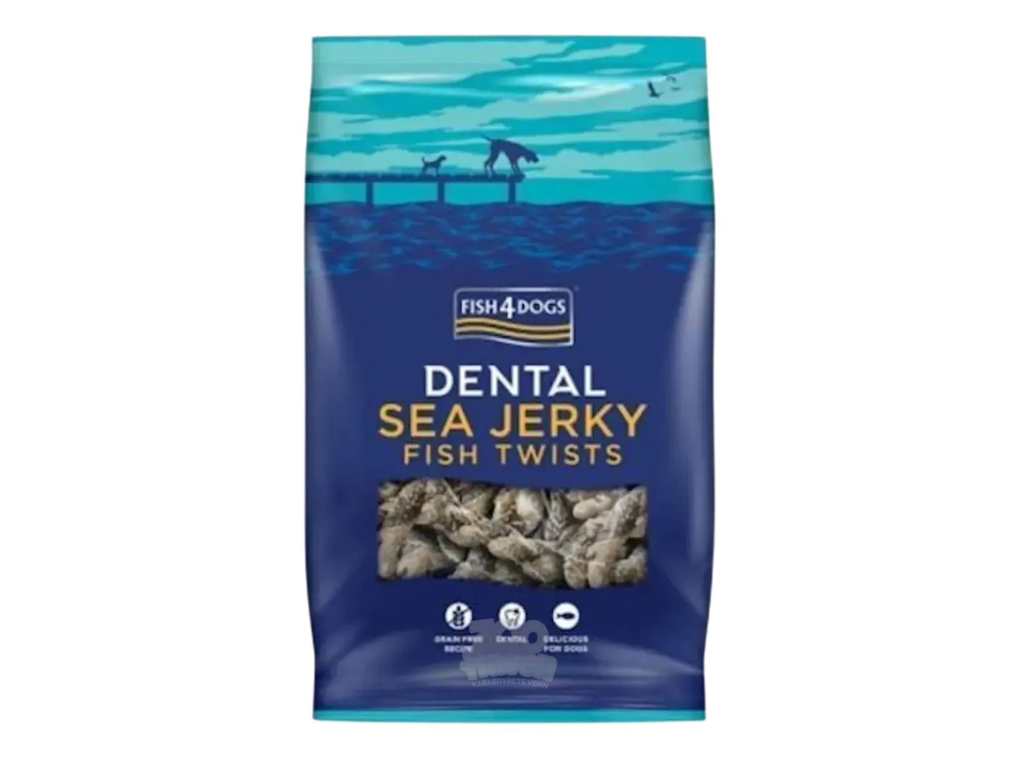 Fish4Dogs Dental Sea Jerky Fish Twists 100g & 500g – Naturlig Tyggegodbit av 100% Fiskeskinn