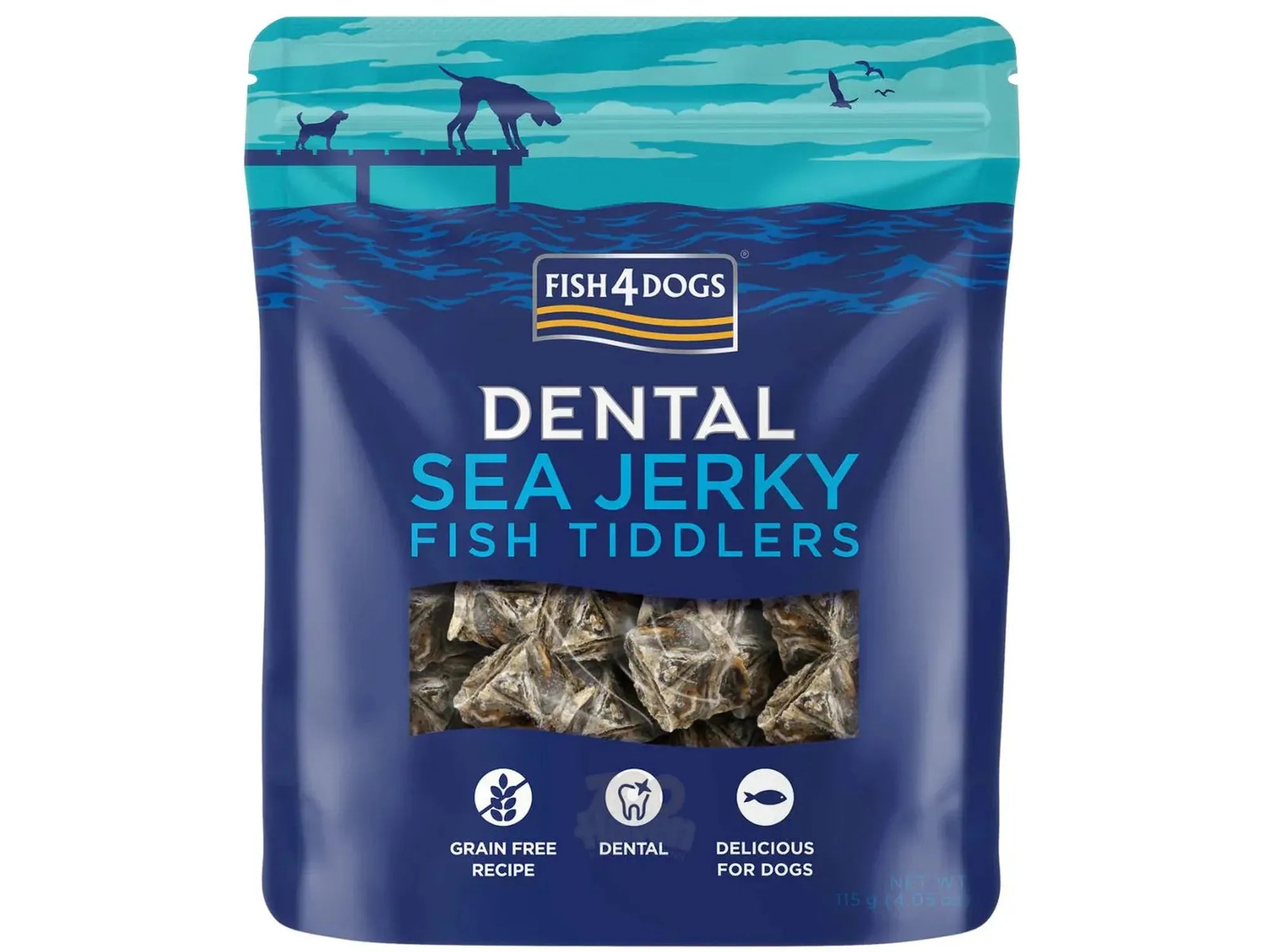 Fish4Dogs Sea Jerky Fish Tiddlers – Hundegodbit av 100% fiskeskinn (115g / 575g)