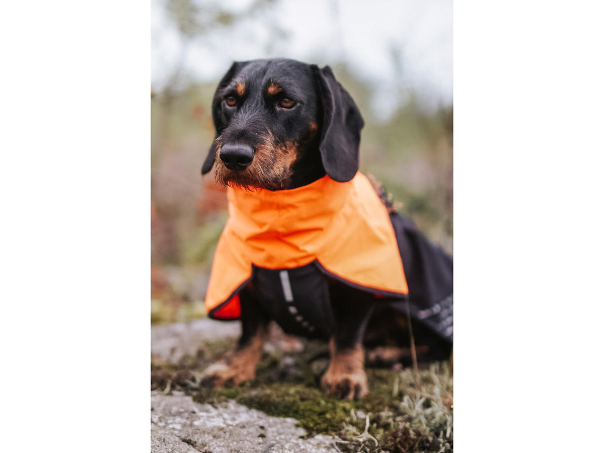Non-stop dogwear Fjord raincoat regndekke – Svart/oransje