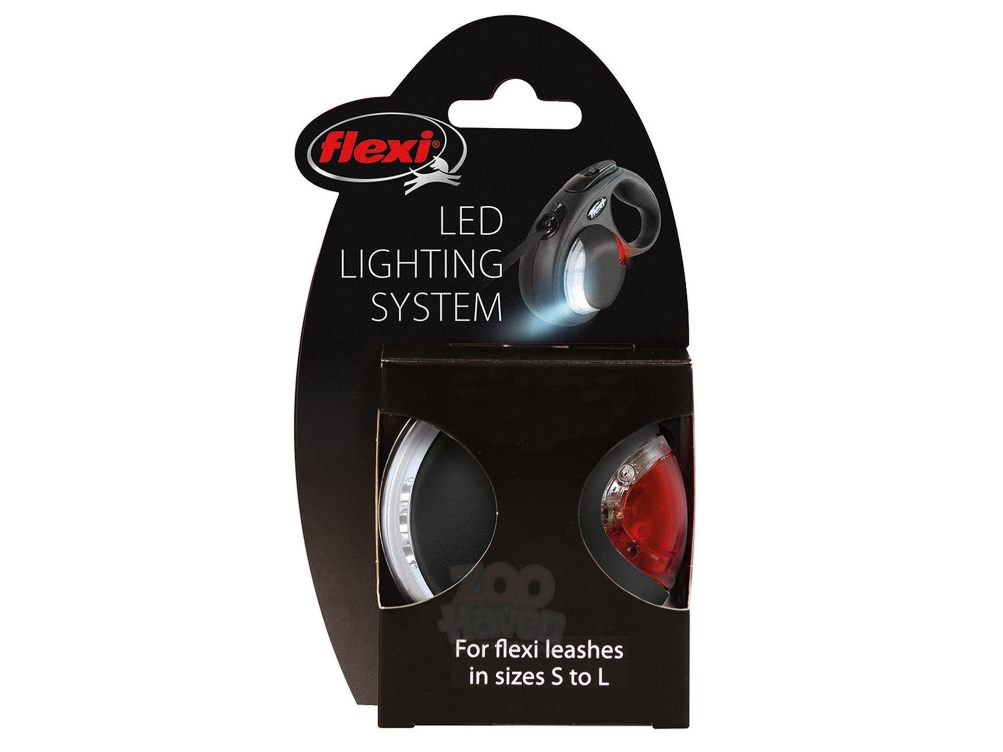 Flexi Vario LED Lighting System med svart og rød lampe i emballasje for Flexi-kobbel S-L.