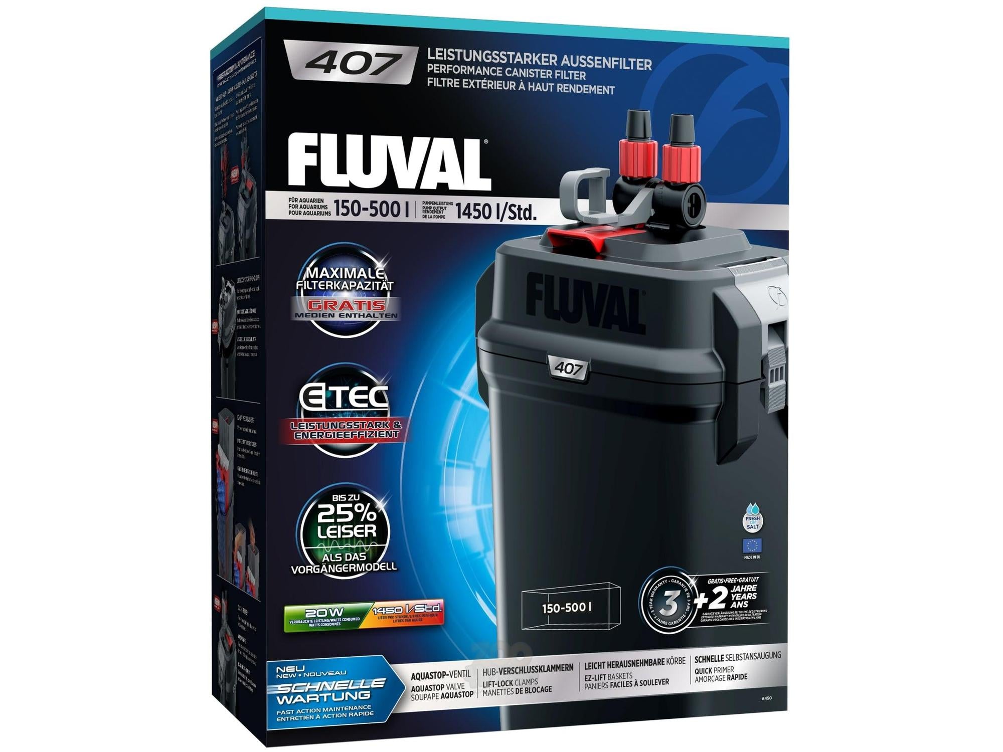 Fluval 407 Ytre Kammfilter 1450 l/t for Akvarium 150-500 liter