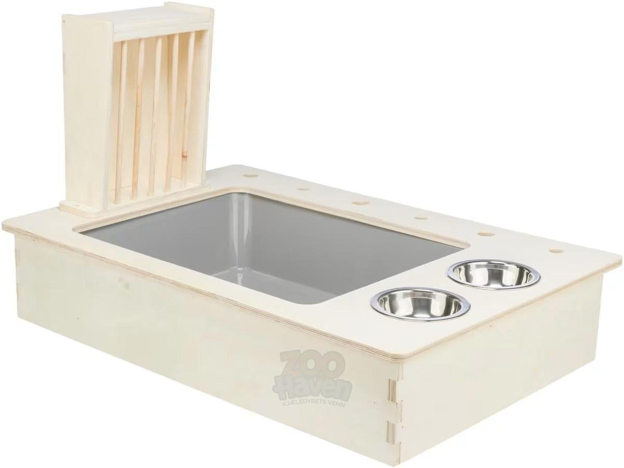 Fôringsstasjon Gnager 70x41x47cm Tre/Metall – Komplett spise- og aktivitetsstasjon