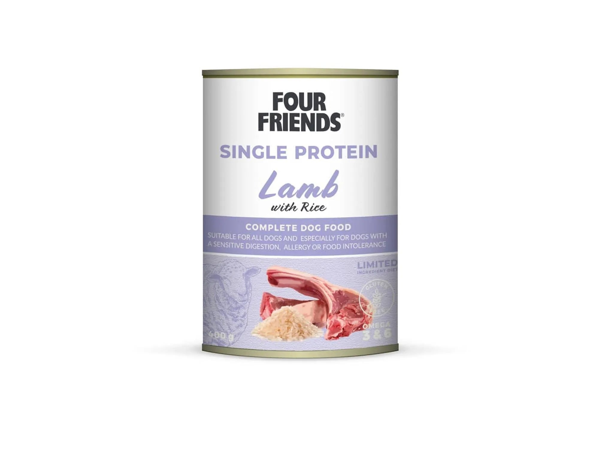 Four Friends Single Protein Lamb & Rice – våtfôr til hund 400 g