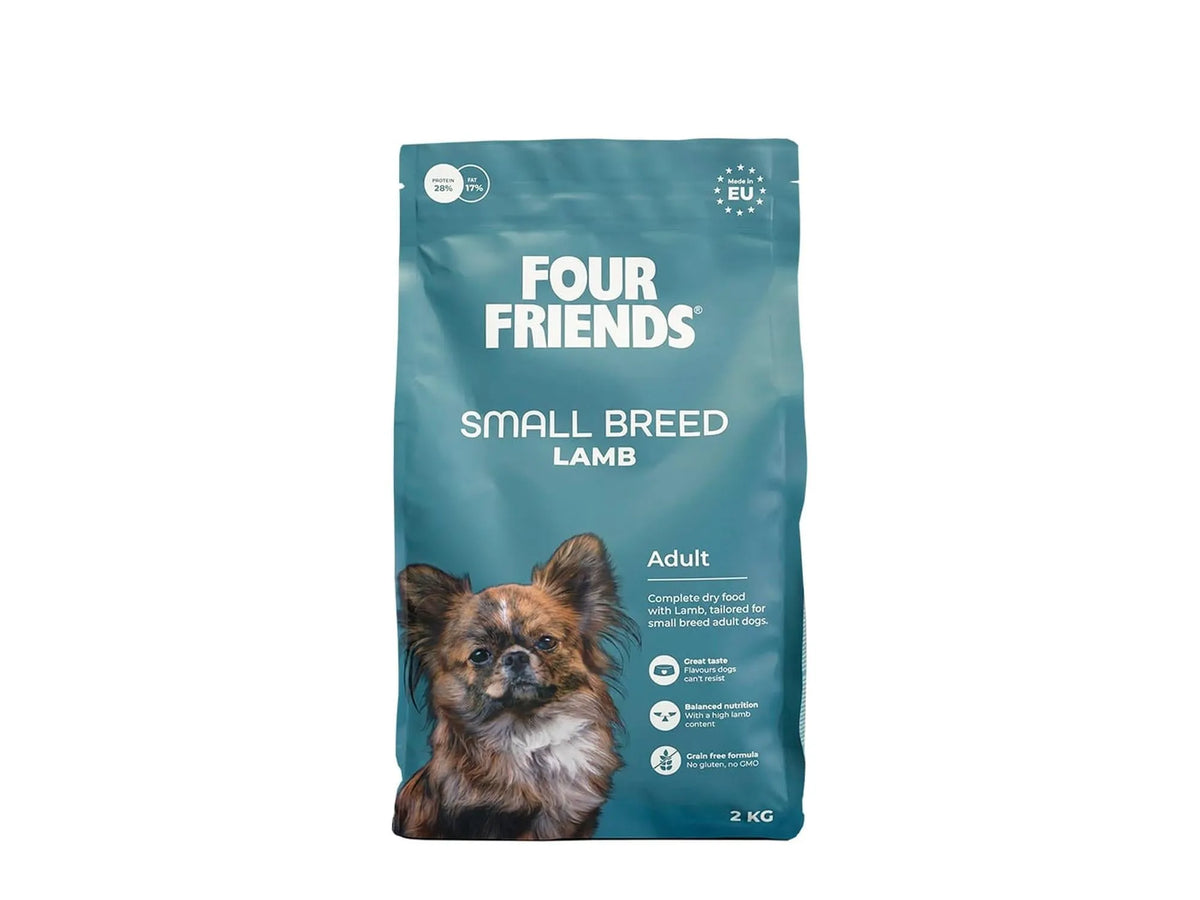 Four Friends Small Breed Adult Lamb – kornfritt tørrfôr til aktive små hunder 2 kg