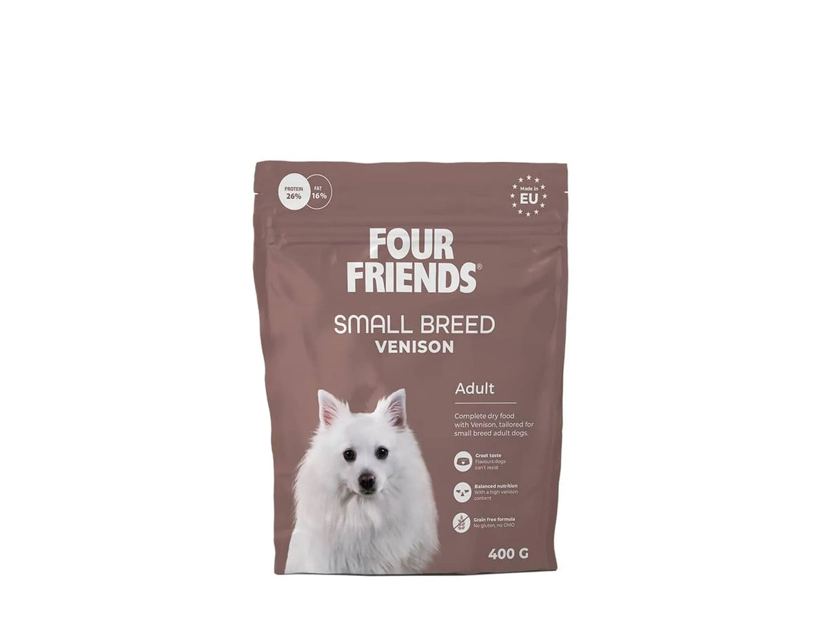 Four Friends Small Breed Venison – kornfritt tørrfôr med hjort til sensitive små hunder 400 g