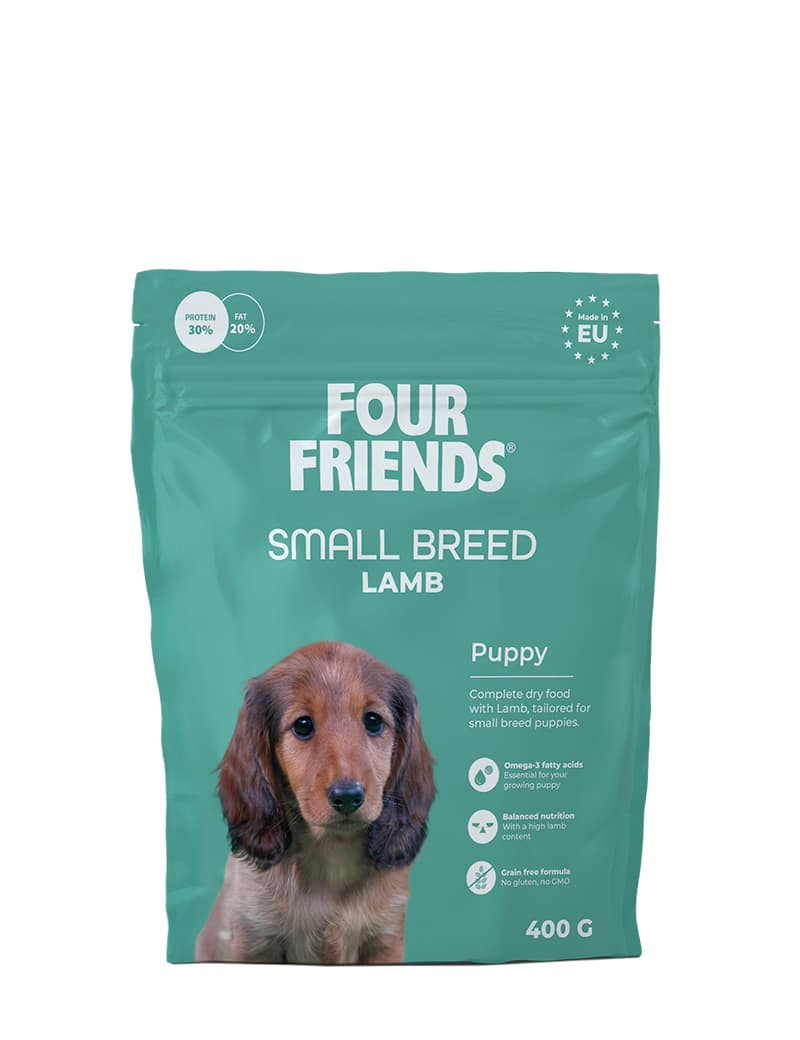 Four Friends Small Breed Puppy Lamb – kornfritt valpefôr til små raser 400 g