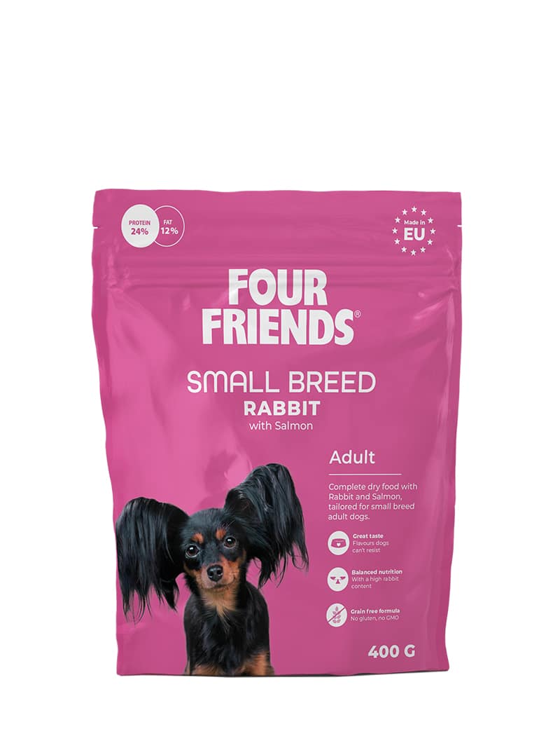 Four Friends Small Breed Rabbit – kornfritt lettfôr med kanin til små hunder 400 g