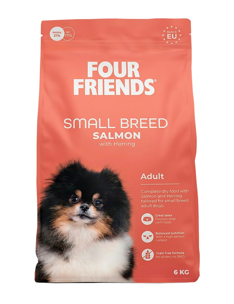 Four Friends Small Breed Salmon – kornfritt tørrfôr med laks til små hunder 6 kg