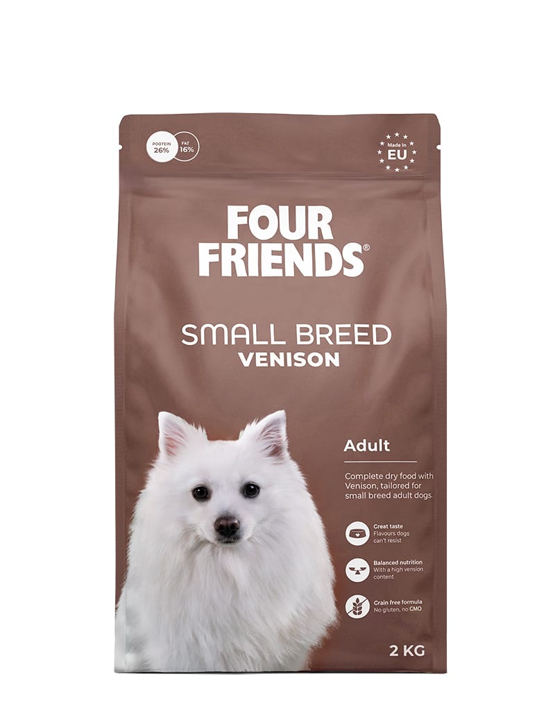 Four Friends Small Breed Venison – kornfritt tørrfôr med hjort til sensitive små hunder 2 kg