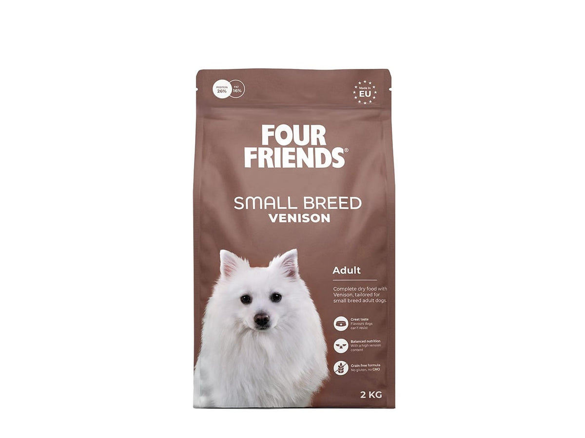 Four Friends Small Breed Venison – kornfritt tørrfôr med hjort til sensitive små hunder 2 kg