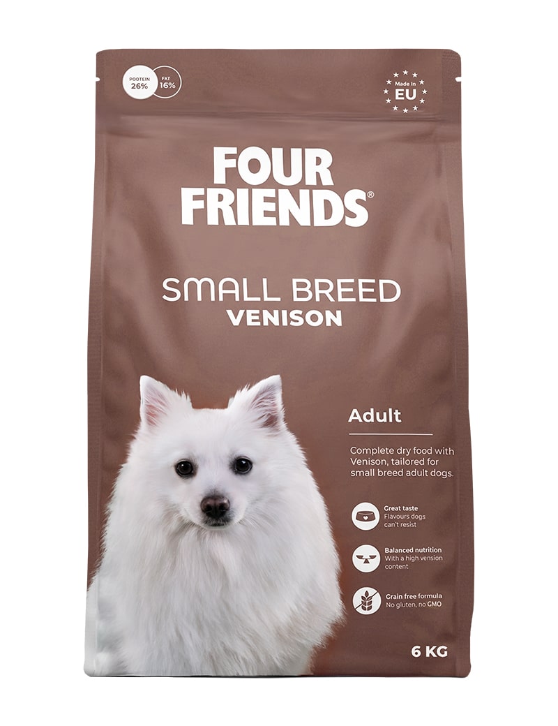 Four Friends Small Breed Venison – kornfritt tørrfôr med hjort til sensitive små hunder 6 kg