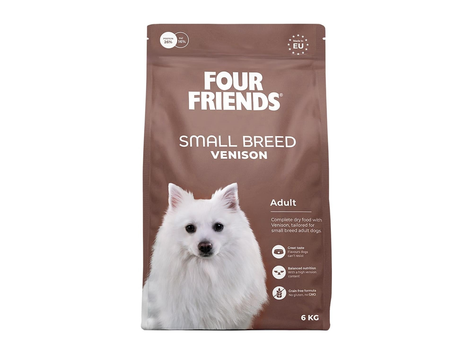 Four Friends Small Breed Venison – kornfritt tørrfôr med hjort til sensitive små hunder 6 kg