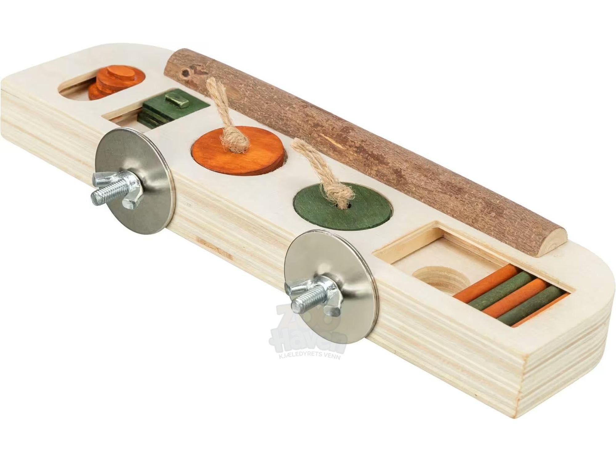 Fugleleke Aktiviseringsleke Snack Toy i Tre – 25 x 9 x 4 cm