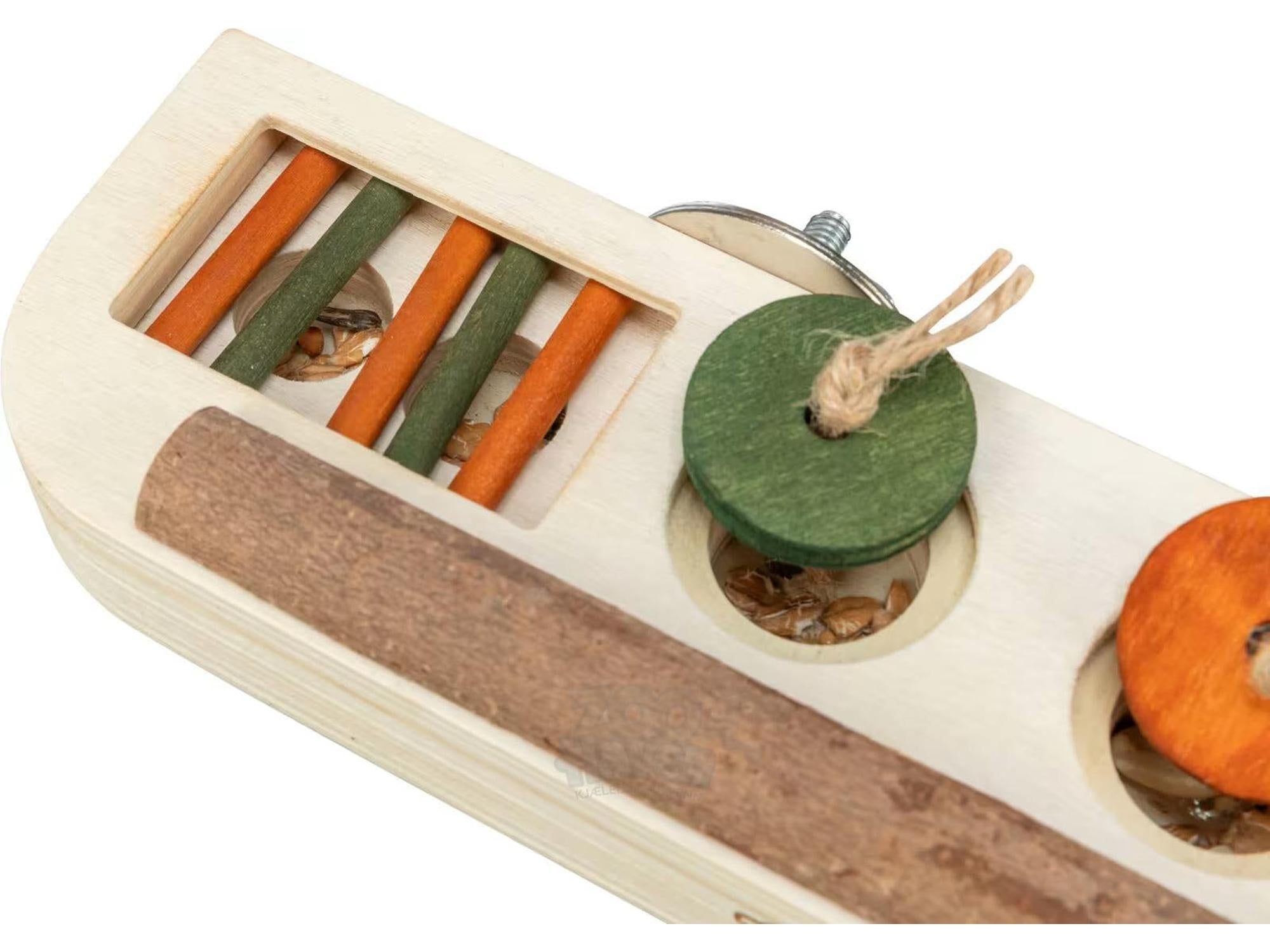 Fugleleke Aktiviseringsleke Snack Toy i Tre – 25 x 9 x 4 cm