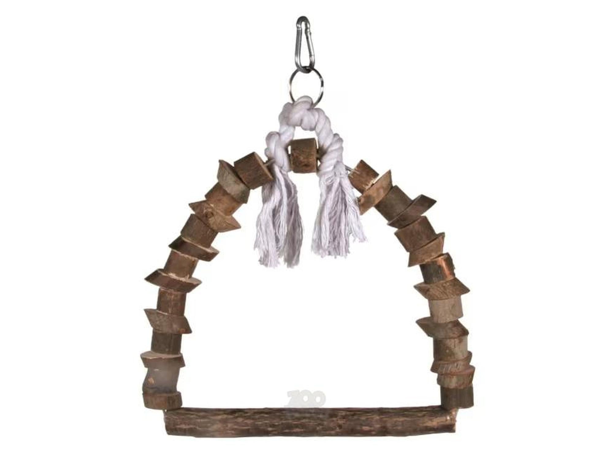 Fugleleke Huske med Tau og Treklosser Naturtre – 2 størrelser (15x20cm / 22x29cm)